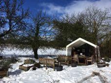 Snow in March covers the Oatley tasting tent